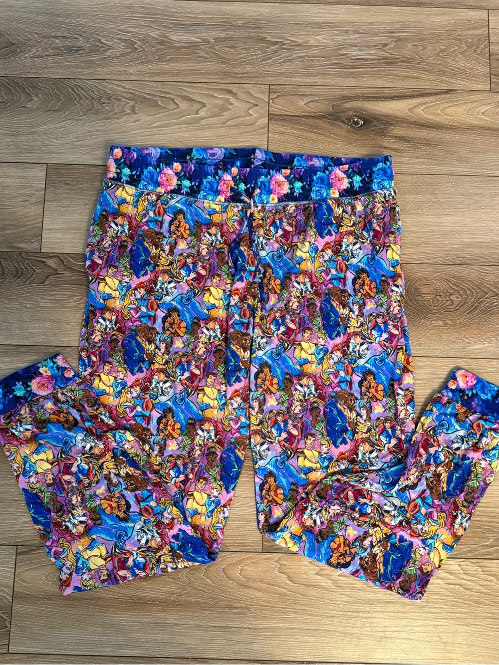 Women’s bamboo Princess Print Jogger Pants - Vibrant Floral Waistban
